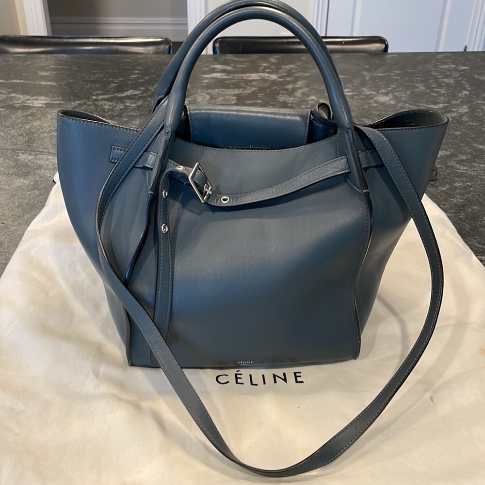 Celine Blue Leather Tote Bag - Picture 3 of 5